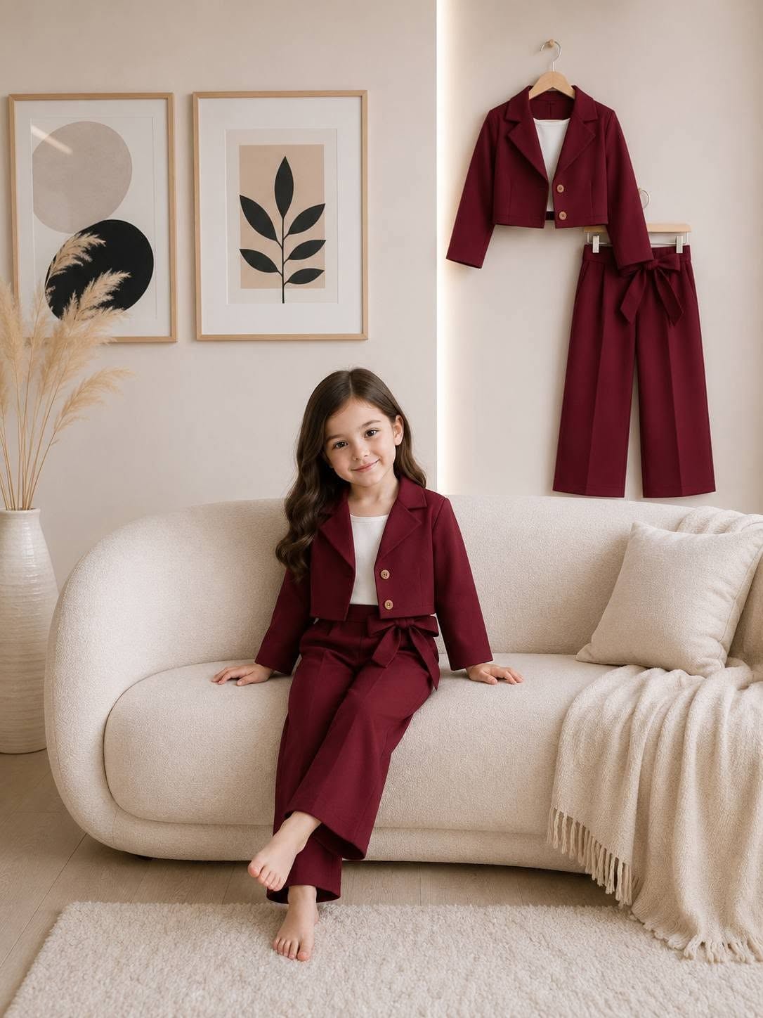 Girls’ Burgundy 3-Piece Suit