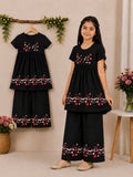 Girls’ Black Blossom Frock Set