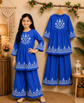 Girls’ Blue Floral Frock Set