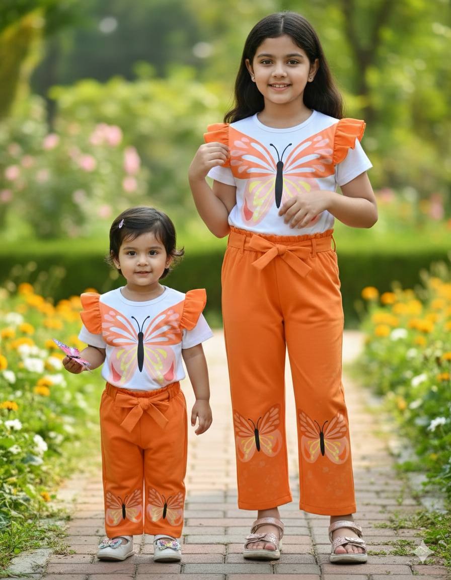Girls’ Orange Butterfly Bow Set