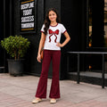 Girls’ Burgundy Ribbon Cotton Set
