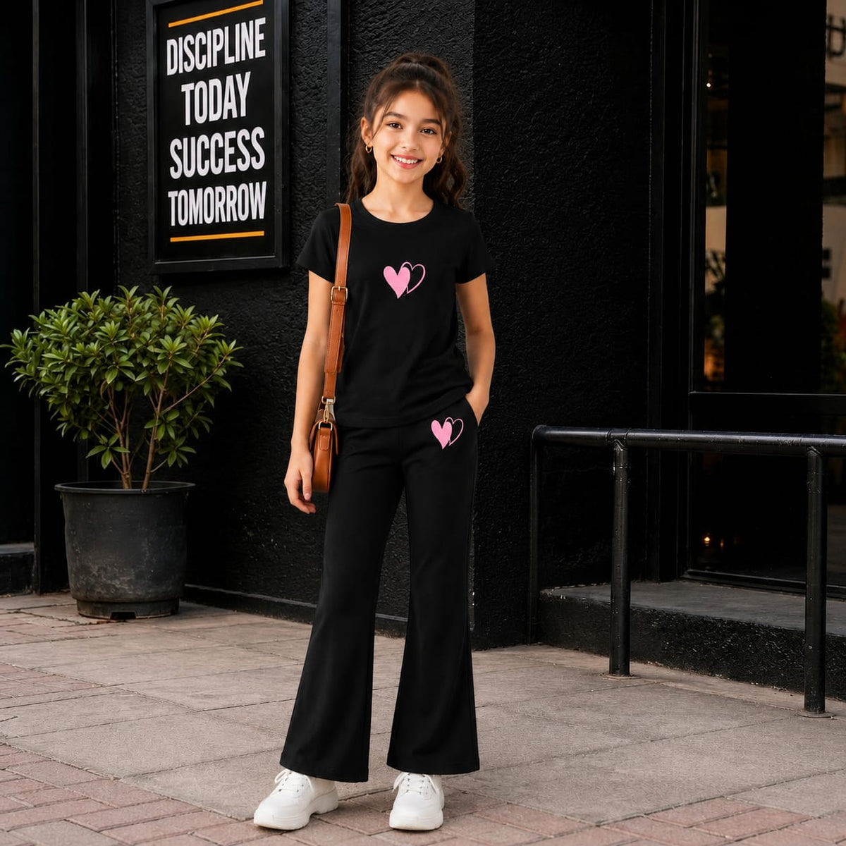 Girls’ Double Heart Cotton Set