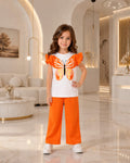 Girls’ Orange Butterfly Cotton Set
