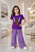 Girls’ Purple Stripe Cotton Set