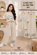 Girls’ Cream Kitty Cotton Set