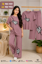 Girls’ Mauve Floral Cotton Set
