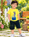 Baby Yellow Rabbit T-Shirt & Denim Shorts Set